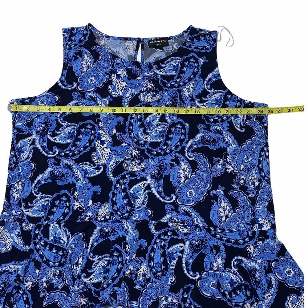LIZ Claiborne Blue Paisley Sleeveless Blouse 1x - Picture 7 of 10